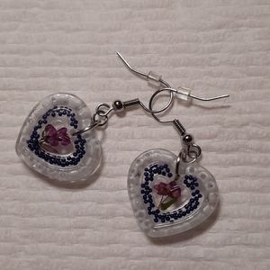 Heart shaped resin earrings